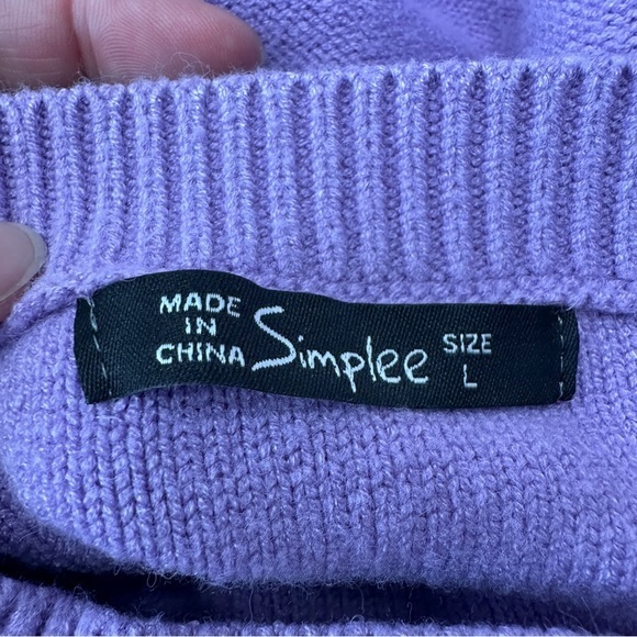 Simplee Sweater Knit Pullover Womens‎ Size Large Purple - Picture 7 of 9